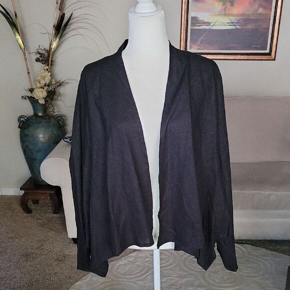 Soft Surroundings Linen Blend Black Open-Front Cardigan/ Topper Size XL - Picture 1 of 9